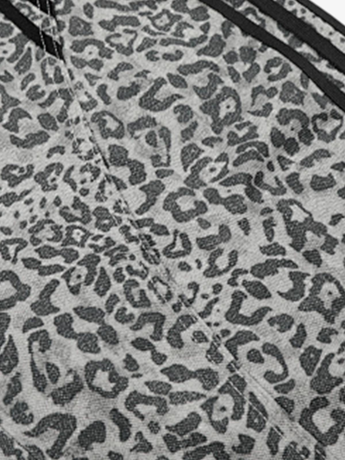 Leopard Print Curved Stripe Baggy Jeans