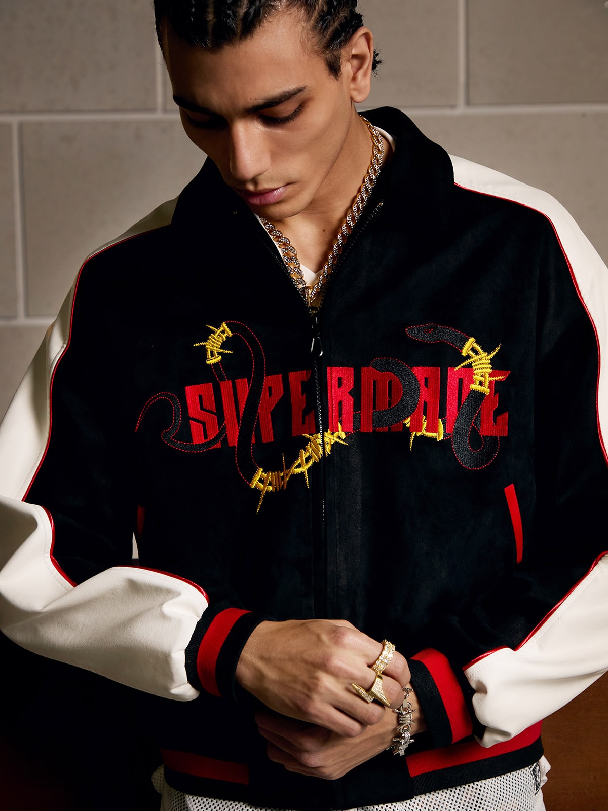 Original Embroidered Jersey Bomber Jacket - 2346
