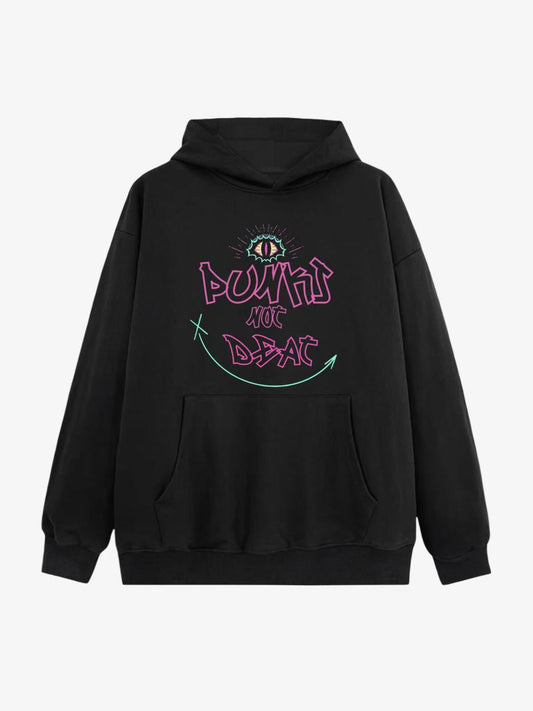 'Punks Not Dead' Graphic Design Cotton Hoodie 