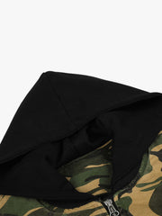 Camo Color Block Quilted Bomber Coat