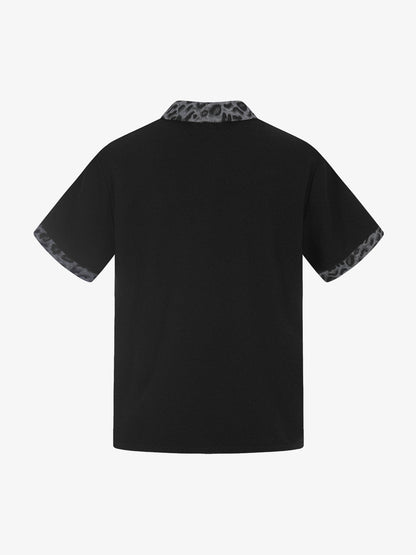 Rock Grunge Aesthetic Leopard Patchwork Polo Shirt 