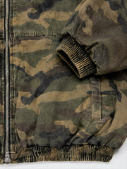 Pink Camo Embroidered Reversible Fleece Stand-Collar Jacket
