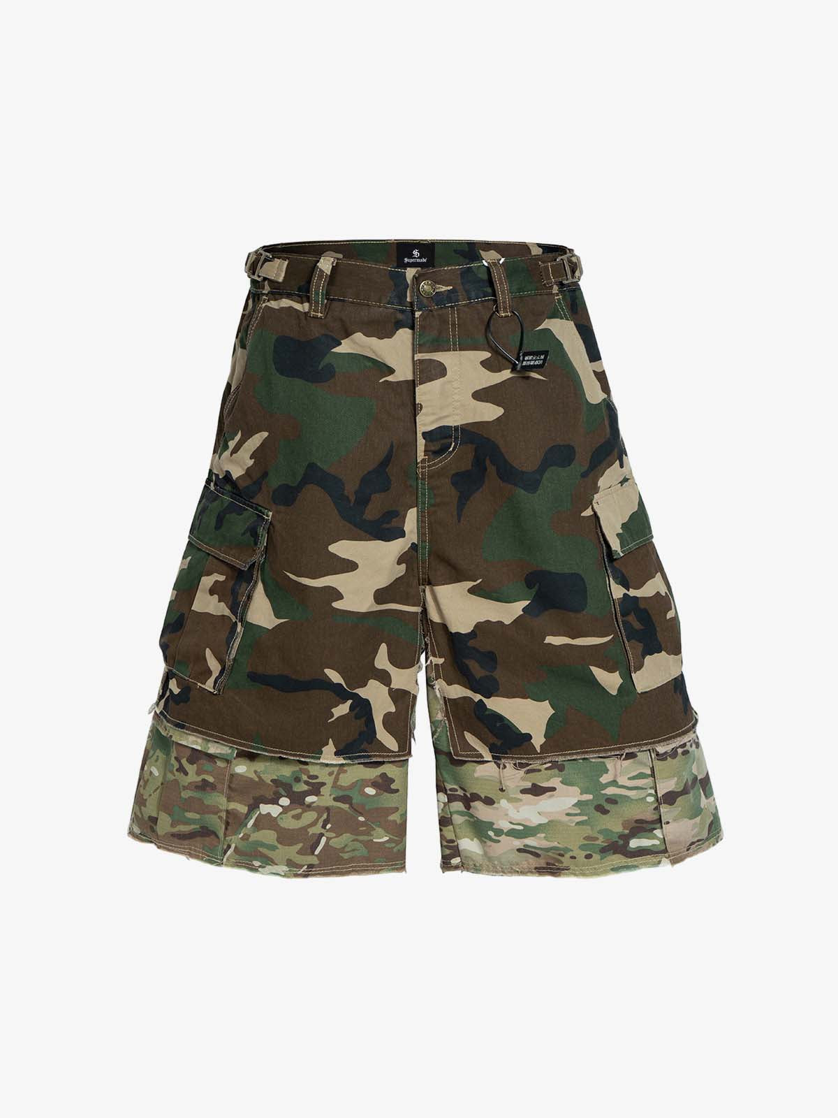 Layered Camouflage Multi-Pocket Cargo Jorts 