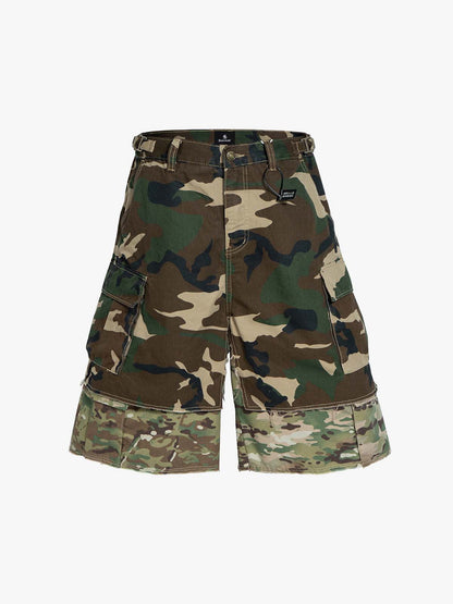 Layered Camouflage Multi-Pocket Cargo Jorts 