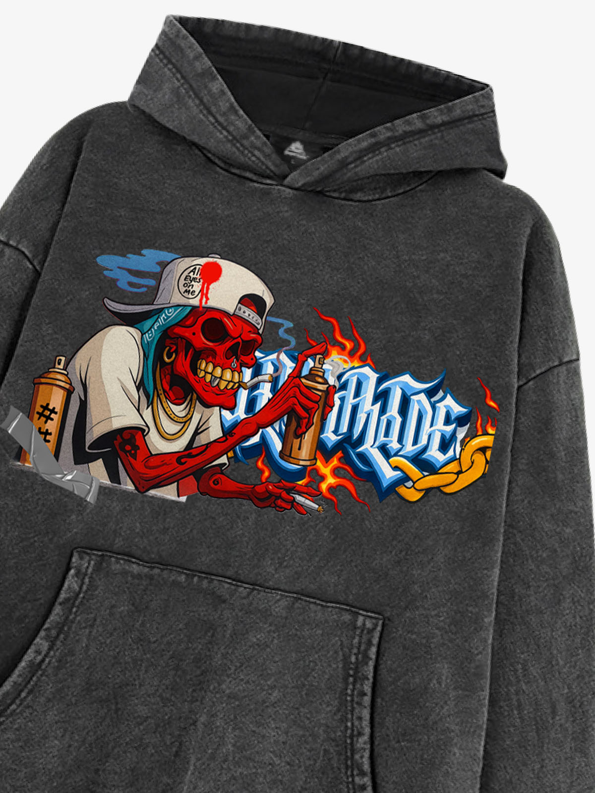 Thesupermade Street Skull Graffiti Artist Hooded Sweatshirt 