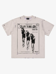 T-Shirt mit Print und Used-Look