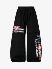 Retro 90s American Flag Color Block English Print Sweatpants