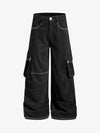 Pantalon cargo à jambes larges et poches multiples