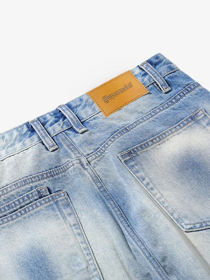 Belt Dislocation Creative Washed Jeans 