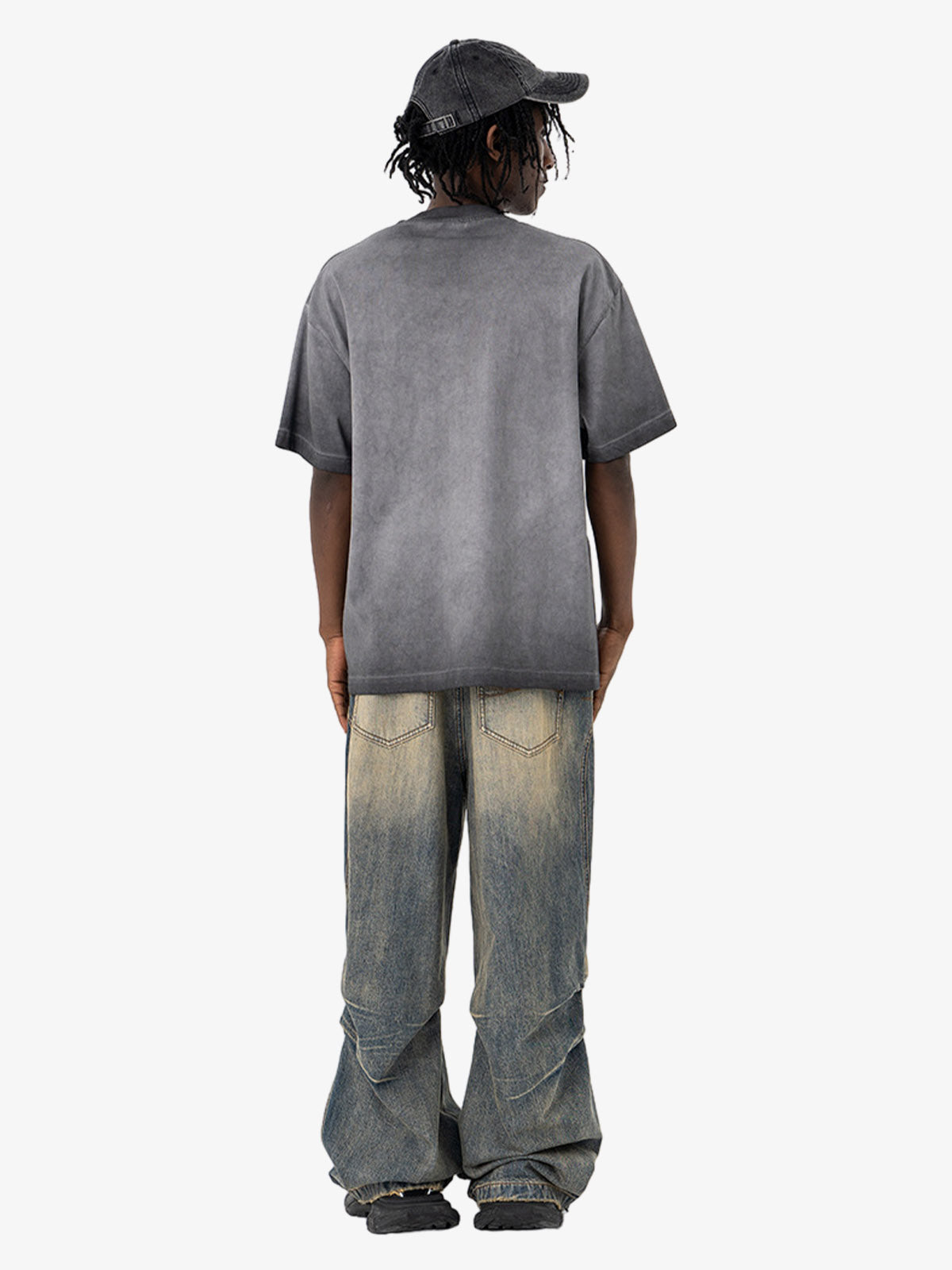 Washed Spray Color Gradient Letter Print T-shirt 