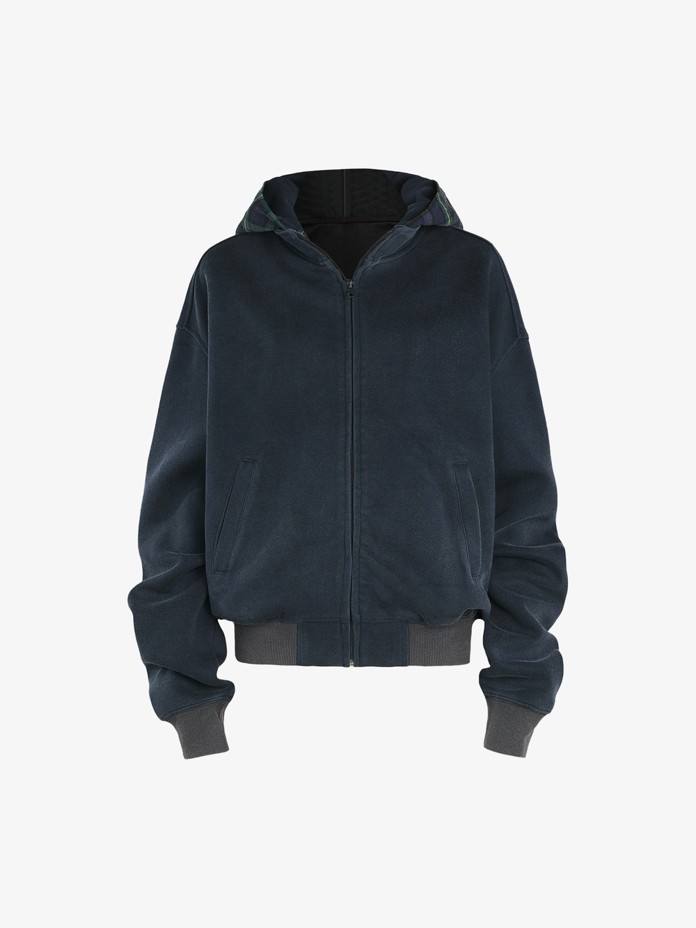 Washed Cropped Zip Hoodie