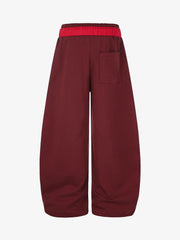 Ribbon Patchwork Embroidered Wide-Leg Sweatpants