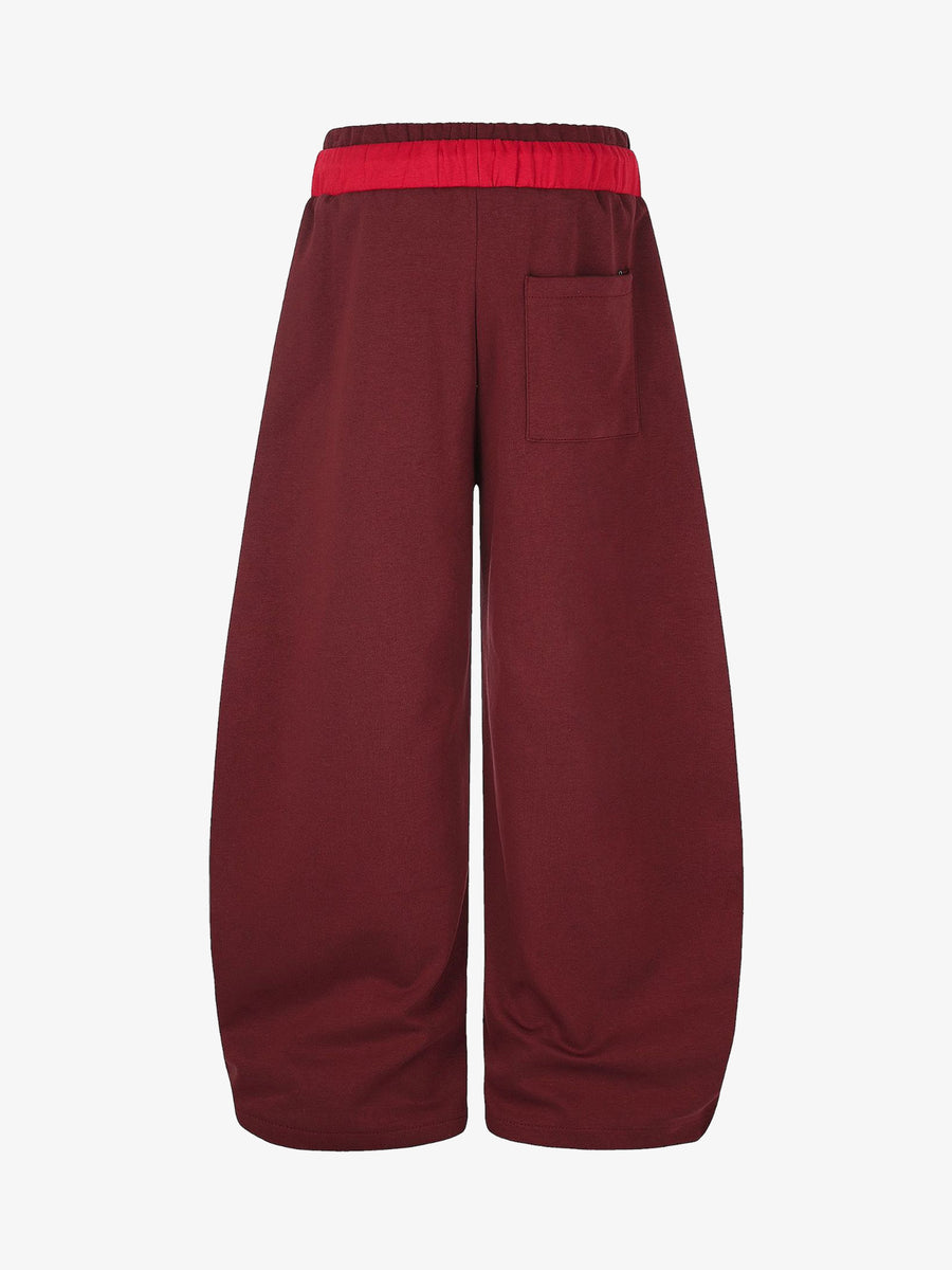 Ribbon Patchwork Embroidered Wide-Leg Sweatpants