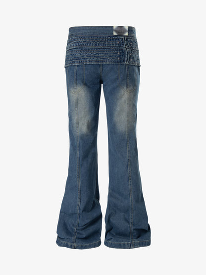 Low Rise Multi-Zip Bootcut Jeans