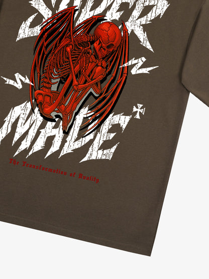 Street Angel and Devil Hatching Pattern T-shirt 