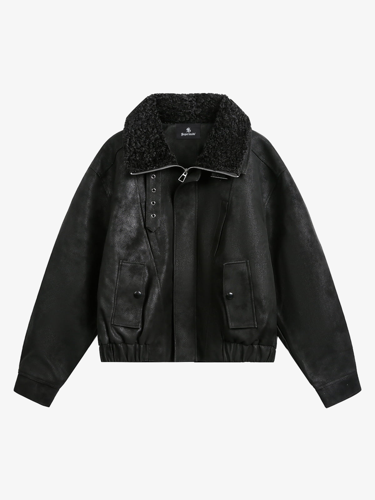 Stylish Black Bomber Jacket with Faux Fur Collar for Winter and Fall 