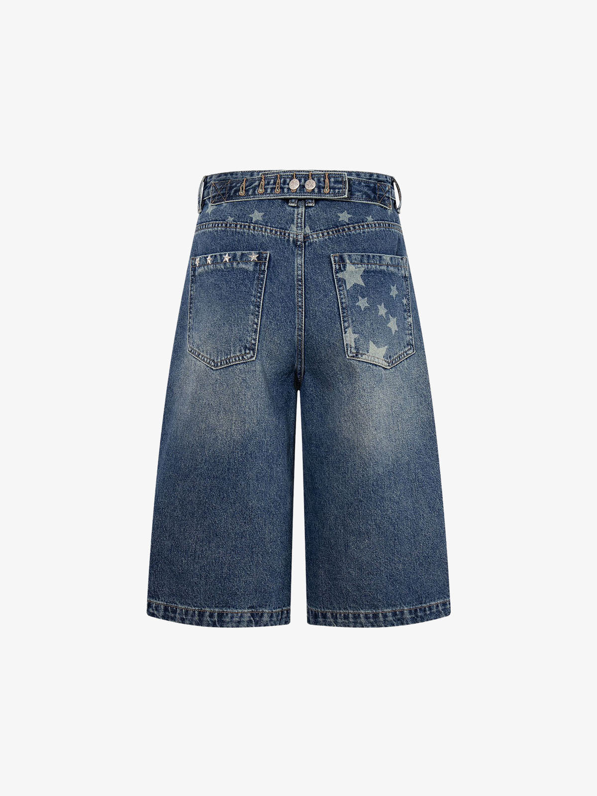 Pantaloncini di jeans con ricami a stella e rivetti