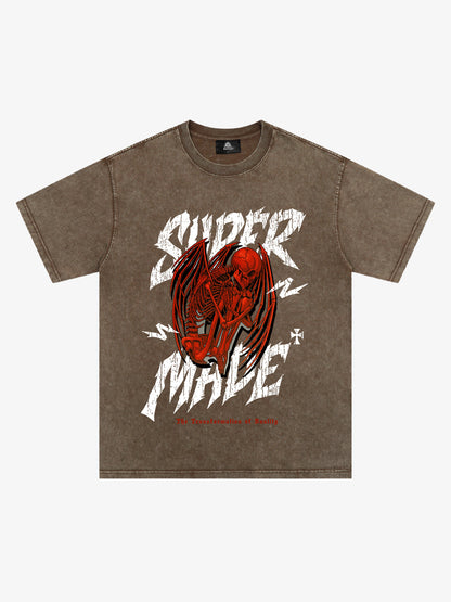 Street Angel and Devil Hatching Pattern T-shirt 