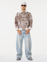 Retro Statement Snow Leopard Fleece Jacket 