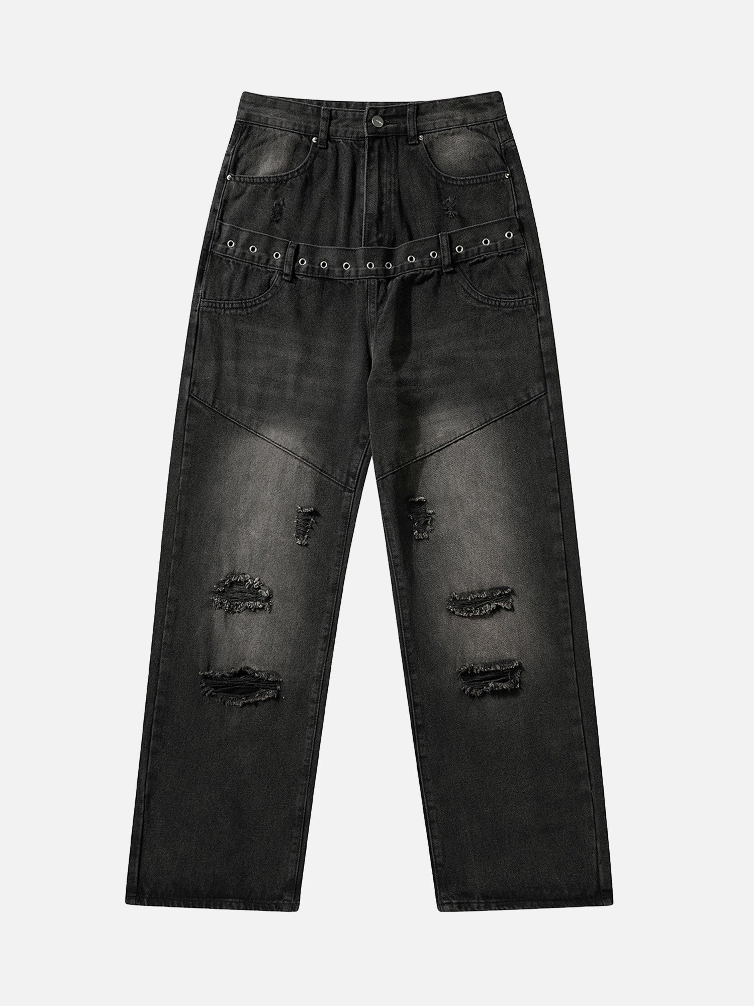 American High Street Design Washed Distressed Jeans