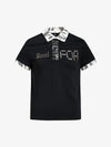 Cotton Polo Shirt with Leopard Print Collar & Cuff Detail