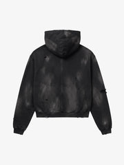 Rhinestone Graphic Garment-Washed Hoodie