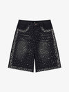 Pearl Embroidered Denim Shorts