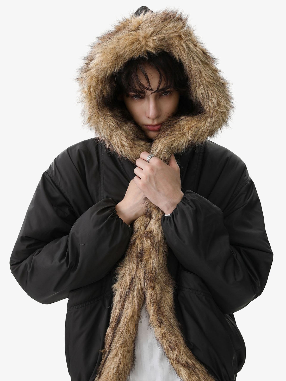 Winter Warmth Faux Fur Trimmed Bomber Jacket for Women 