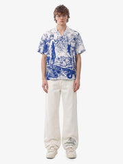 Mythological Graphic Camp Collar Boxy Shirt 