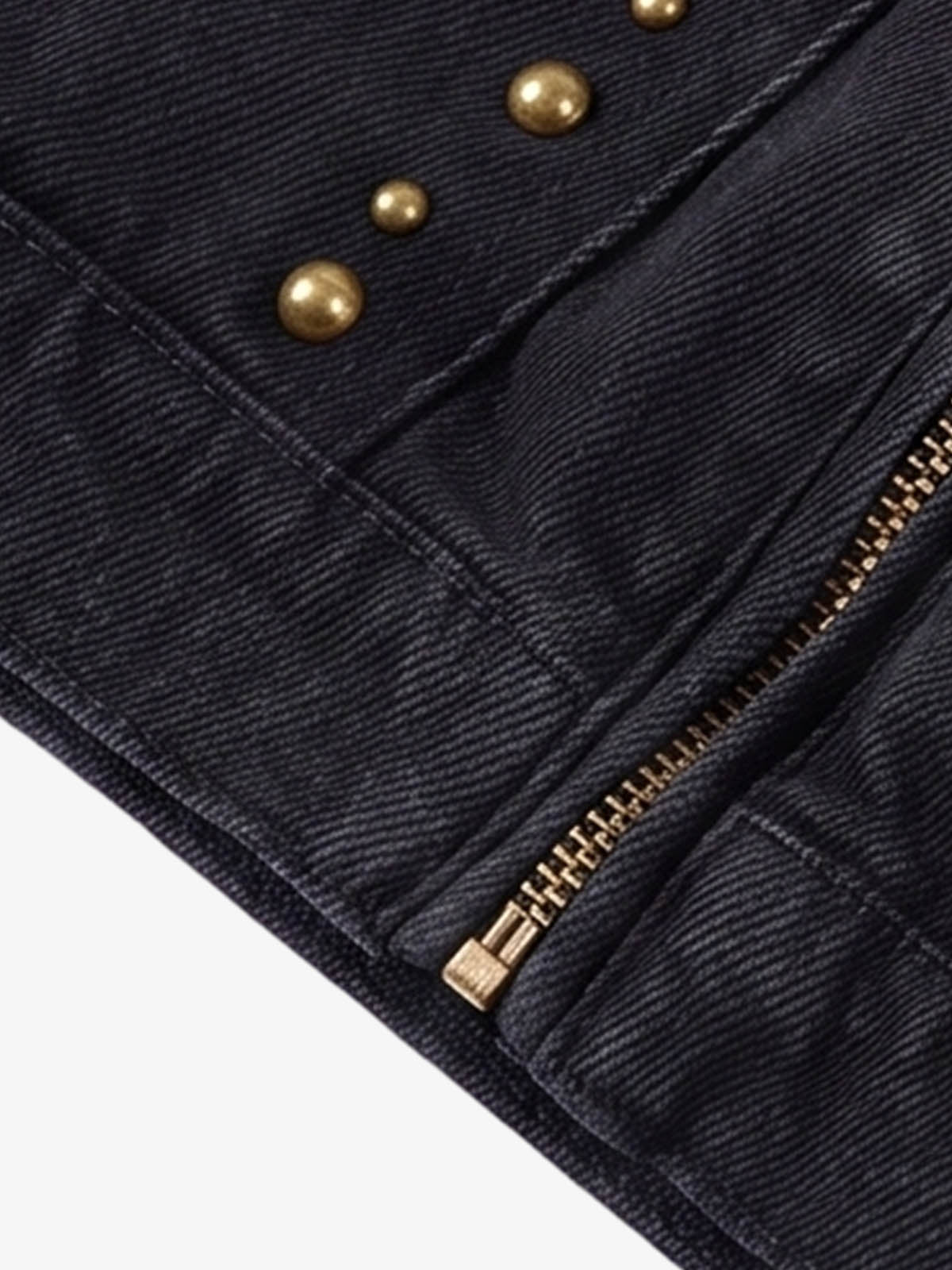 Distressed Studded Boxy Fit Denim Jacket