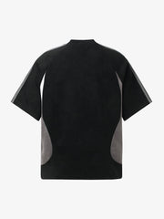 Cotton Blend Oversized Sport T-Shirt with Contrast Panels and Logo Print 
