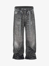 Distressed Diamond Decorated Belt Jeans 