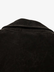 Retro Unique Metal Button Lapel Suede Bomber Jacket - 2538 