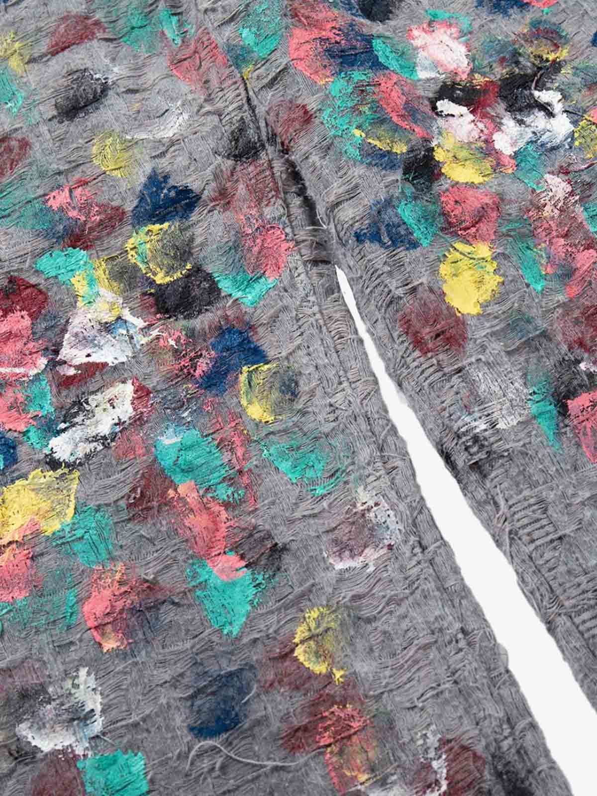 Hand-Painted Frayed Wide Leg Jeans 