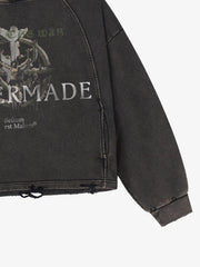 Anti-War Graphic Washed Boxy Hoodie