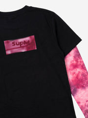 Anti-War Graphic Color Block Layered Long Sleeve Tee
