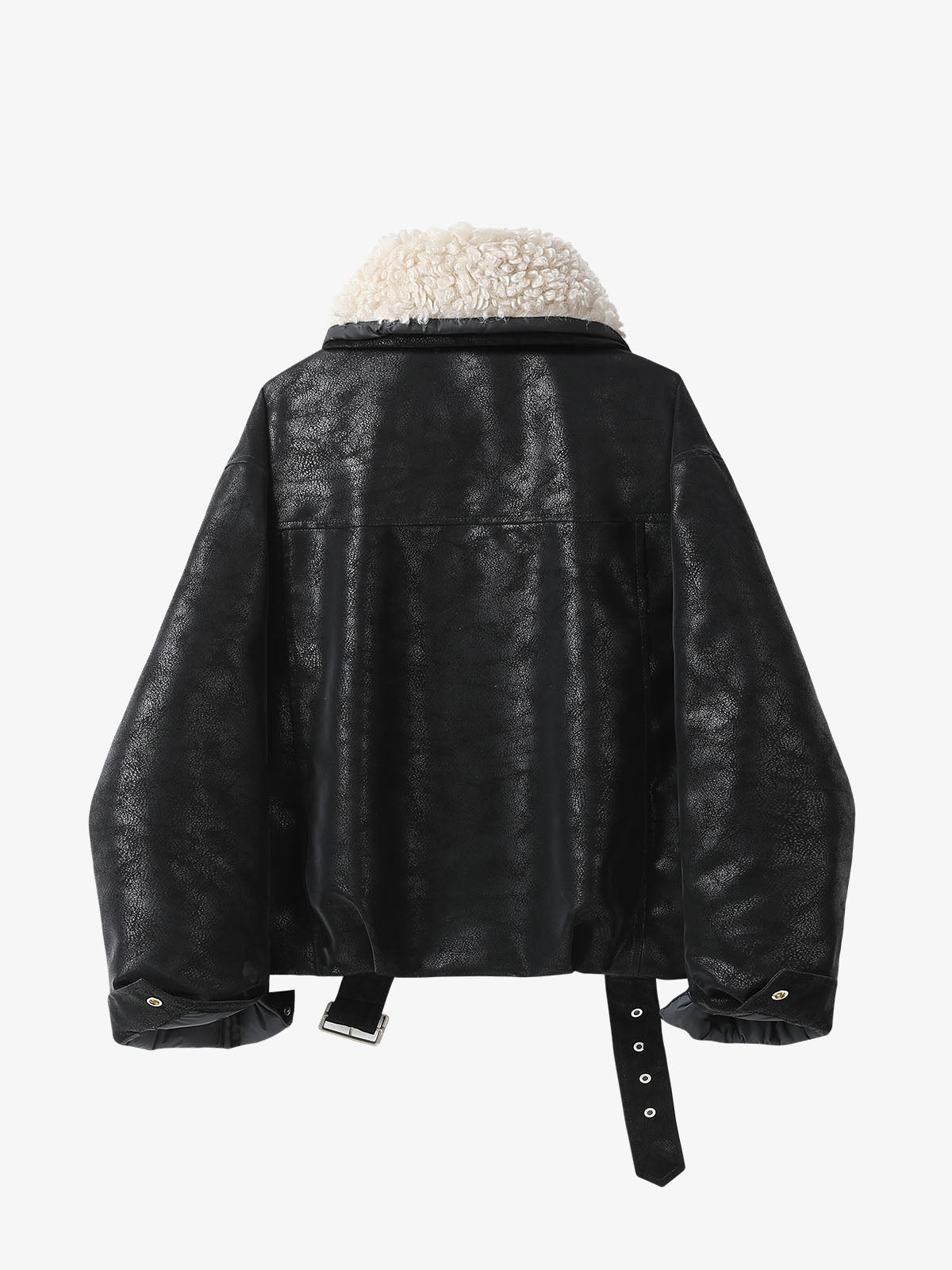 Faux Shearling PU Leather Padded Jacket