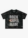 Mesh Rock Super Made V-Neck T-Shirt - Breathable Lightweight Streetwear Tee for Men 