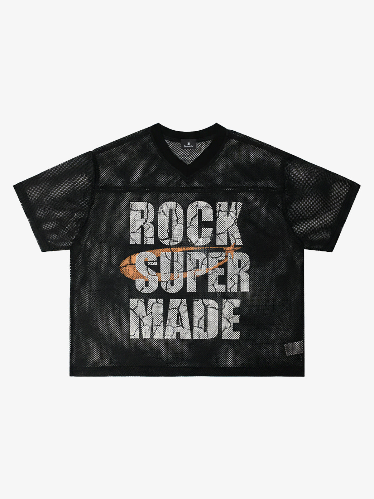 Mesh Rock Super Made V-Neck T-Shirt - Breathable Lightweight Streetwear Tee for Men 