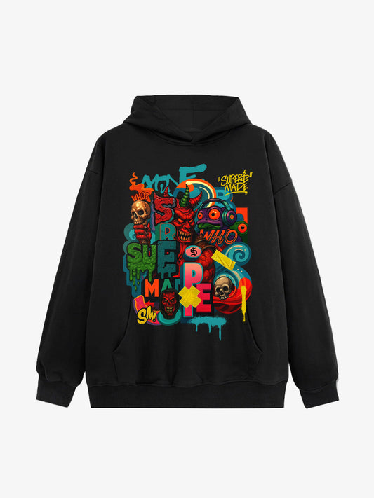 Thesupermade Devil Street Graffiti Carnival Hoodie 
