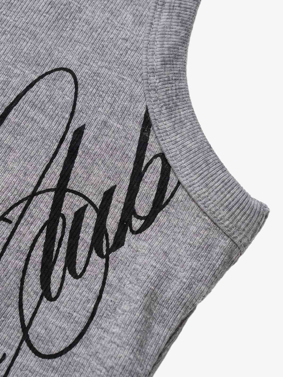 Chaleco sin mangas con estampado floral y letras