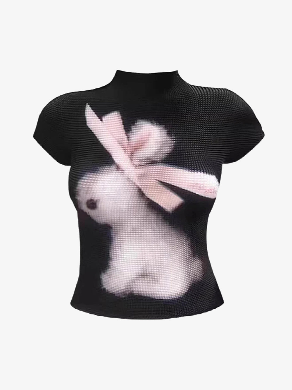 Graphic Waffle Stand-Collar Vests; Black / S, Black / M, Black / L, Black / XL