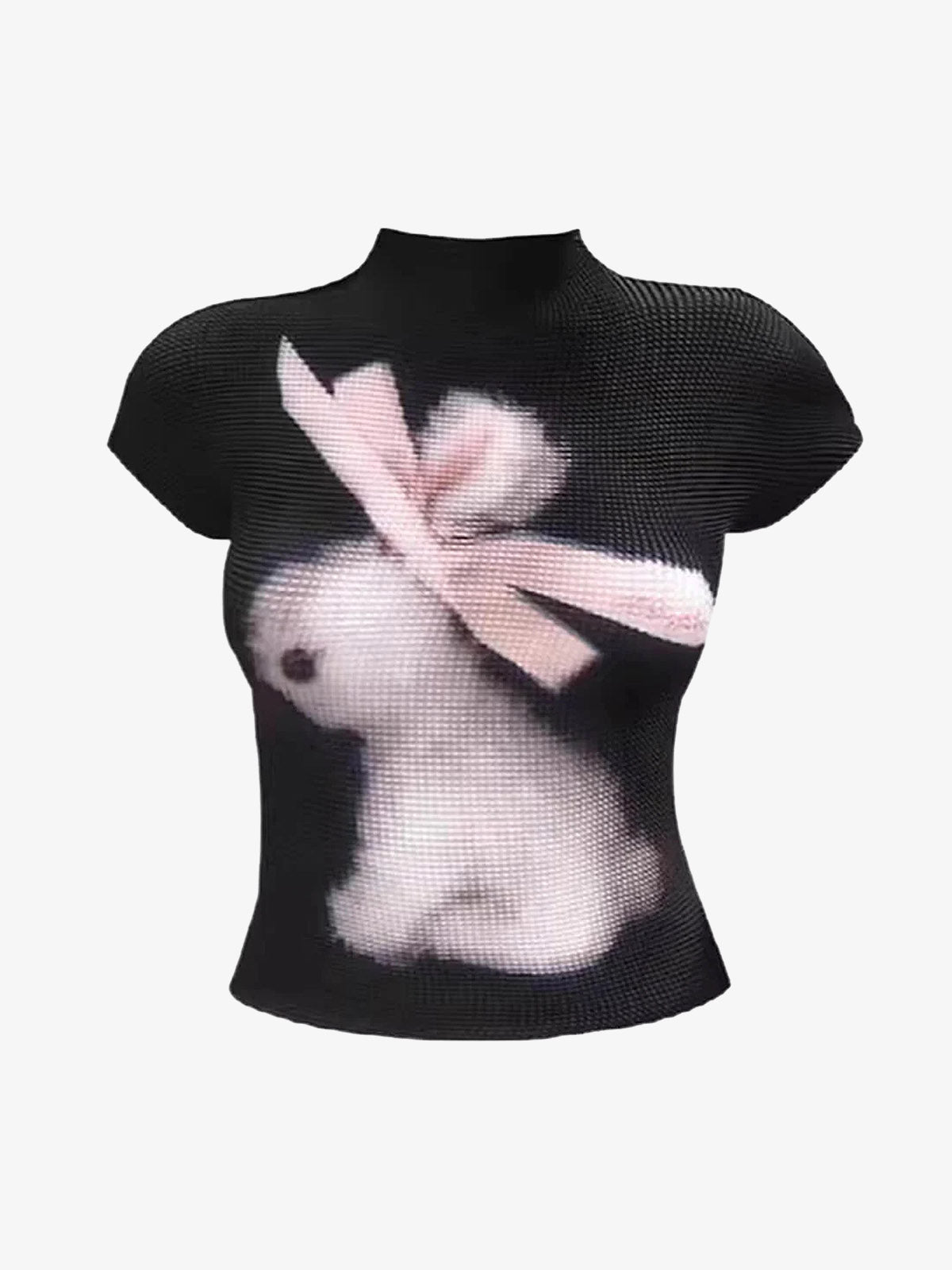 Graphic Waffle Stand-Collar Vests