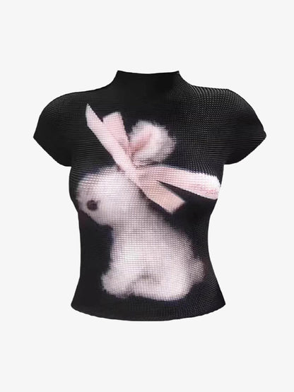 Graphic Waffle Stand-Collar Vests