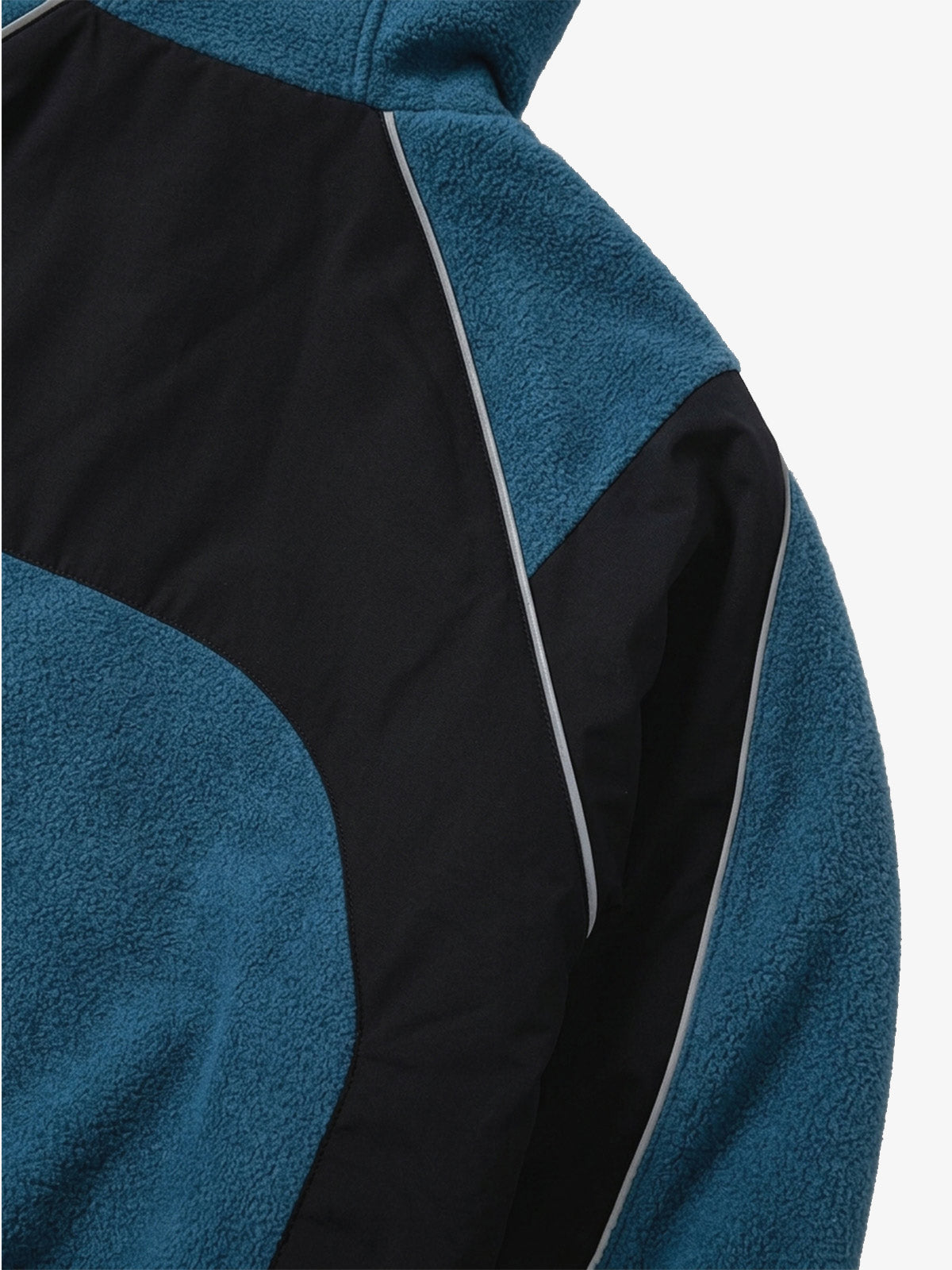 Chaqueta con capucha y cremallera, con paneles de sherpa en bloques de color