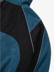 Chaqueta con capucha y cremallera, con paneles de sherpa en bloques de color