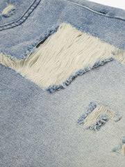 Streetwear 3/4 Length Distressed Jorts