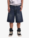 Wide Leg Washed Denim Shorts