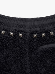 Plush Script Graphic Curved-Leg Pants