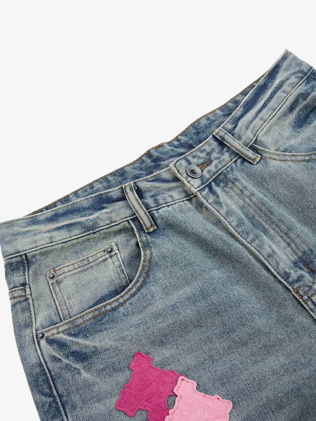 Supermade Retro Distressed Print Heavyweight Canvas Baggy Pants 